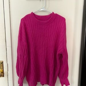 Aerie Fuchsia Crew Neck Sweater